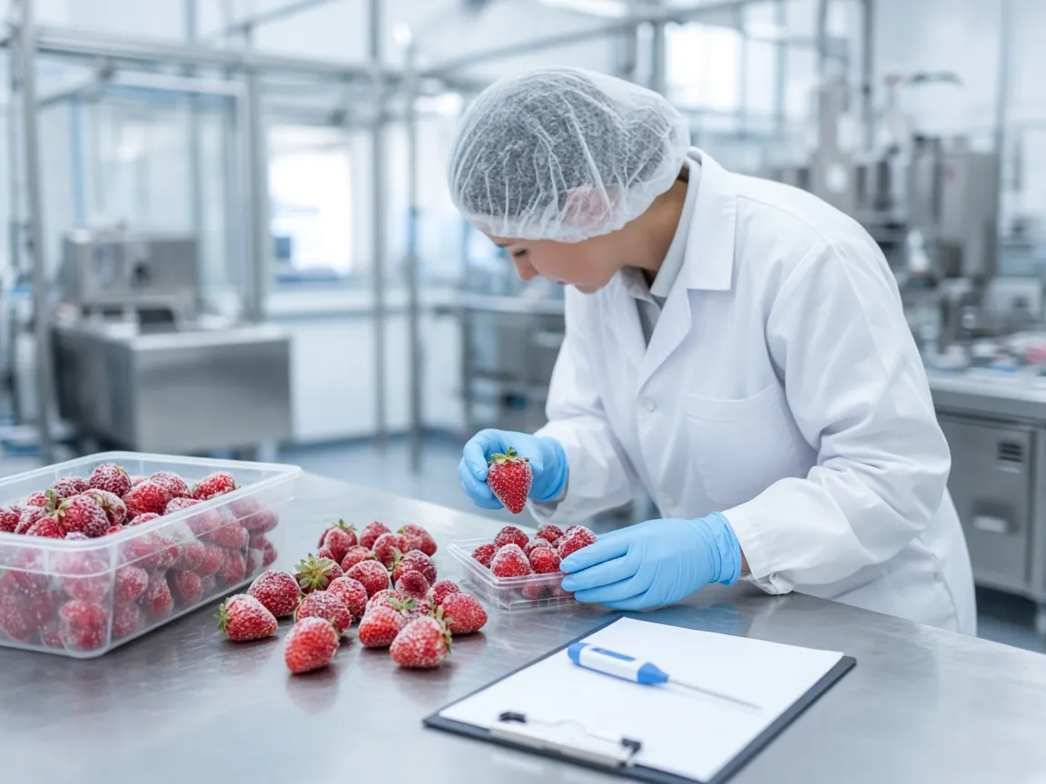 Quality assurance specialist testing produce in laboratory