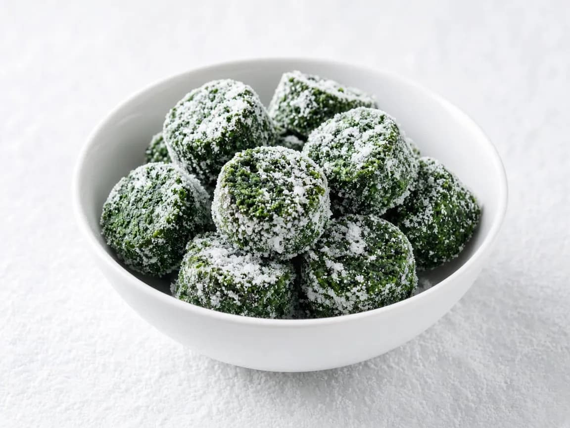frozen chopped spinach portions in white bowl